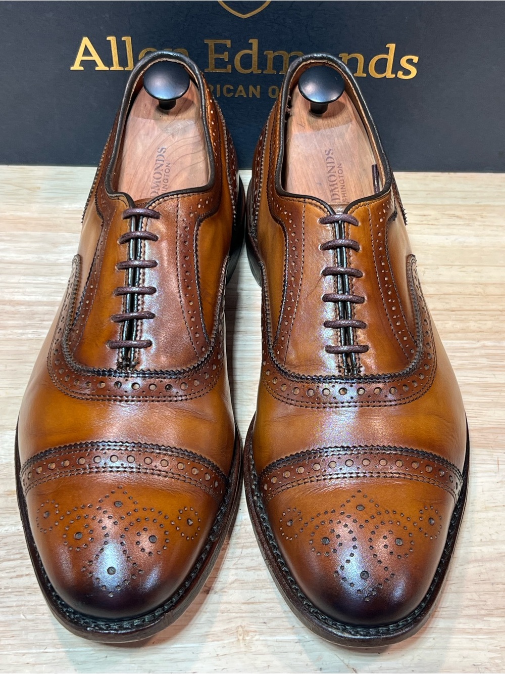 Allen Edmonds Strand Men’s Cap Toe Oxfords w/ Custom Patinas Sz 10.5 3E 🇺🇸